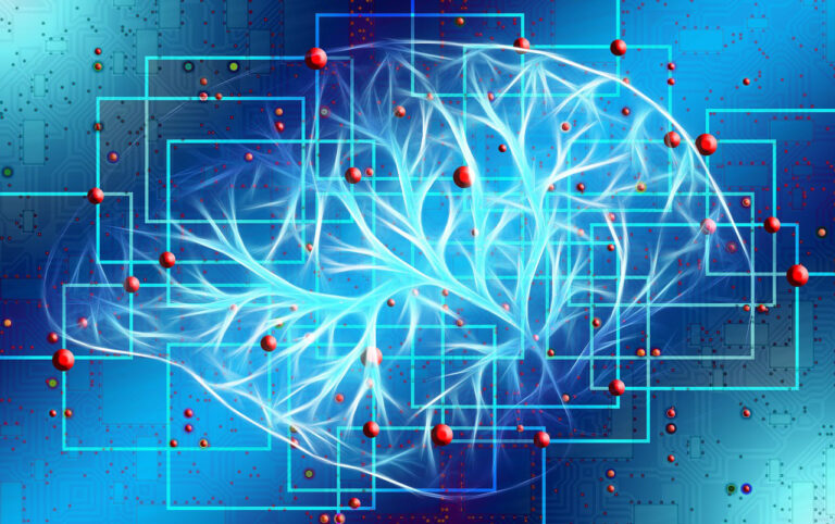 brain image with nodes