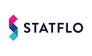 the statflo logo. A Pink, purple, and teal stylized S followed by "statflo" written in black letters