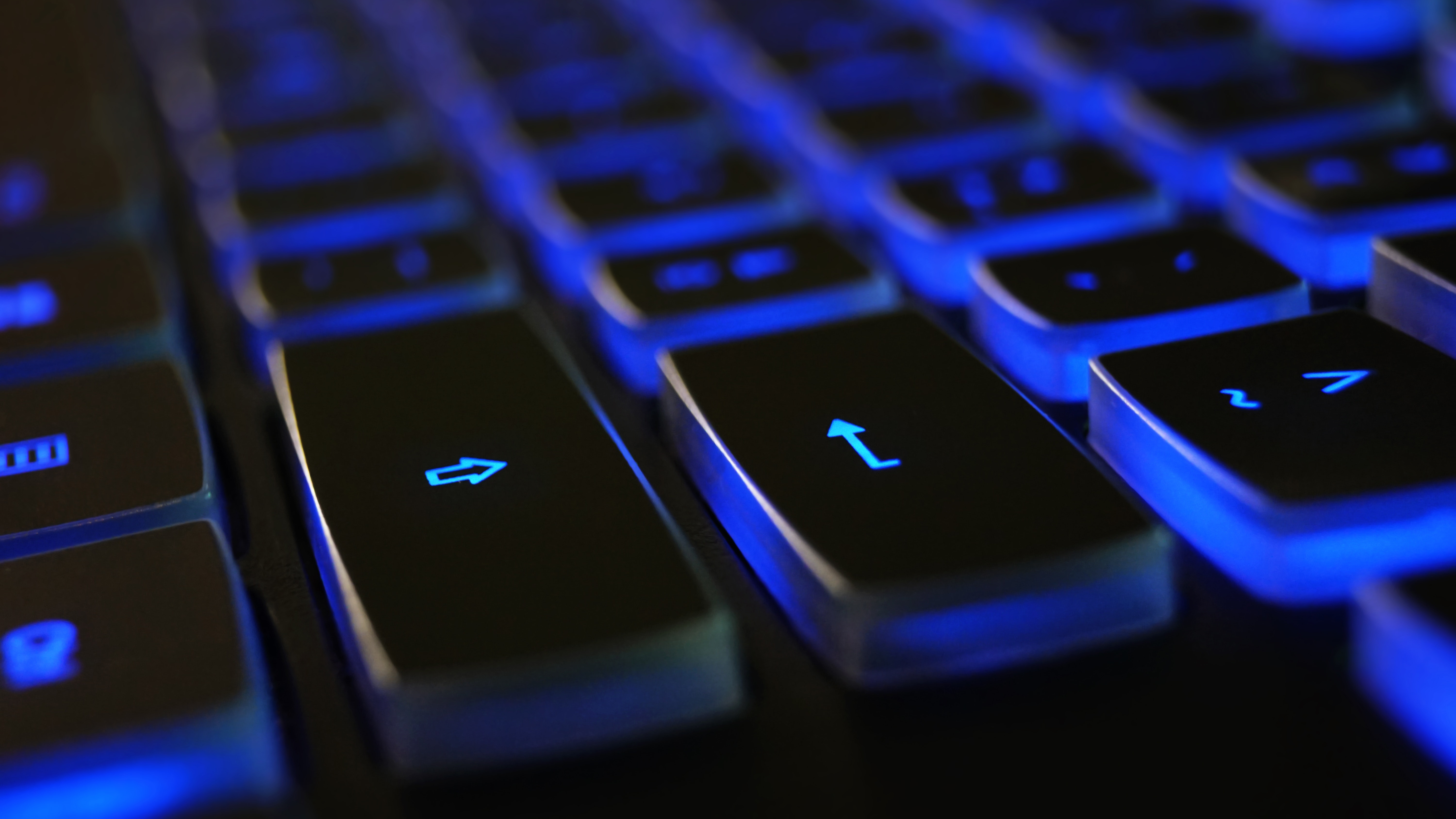 Close-up of a keyboard lit-up