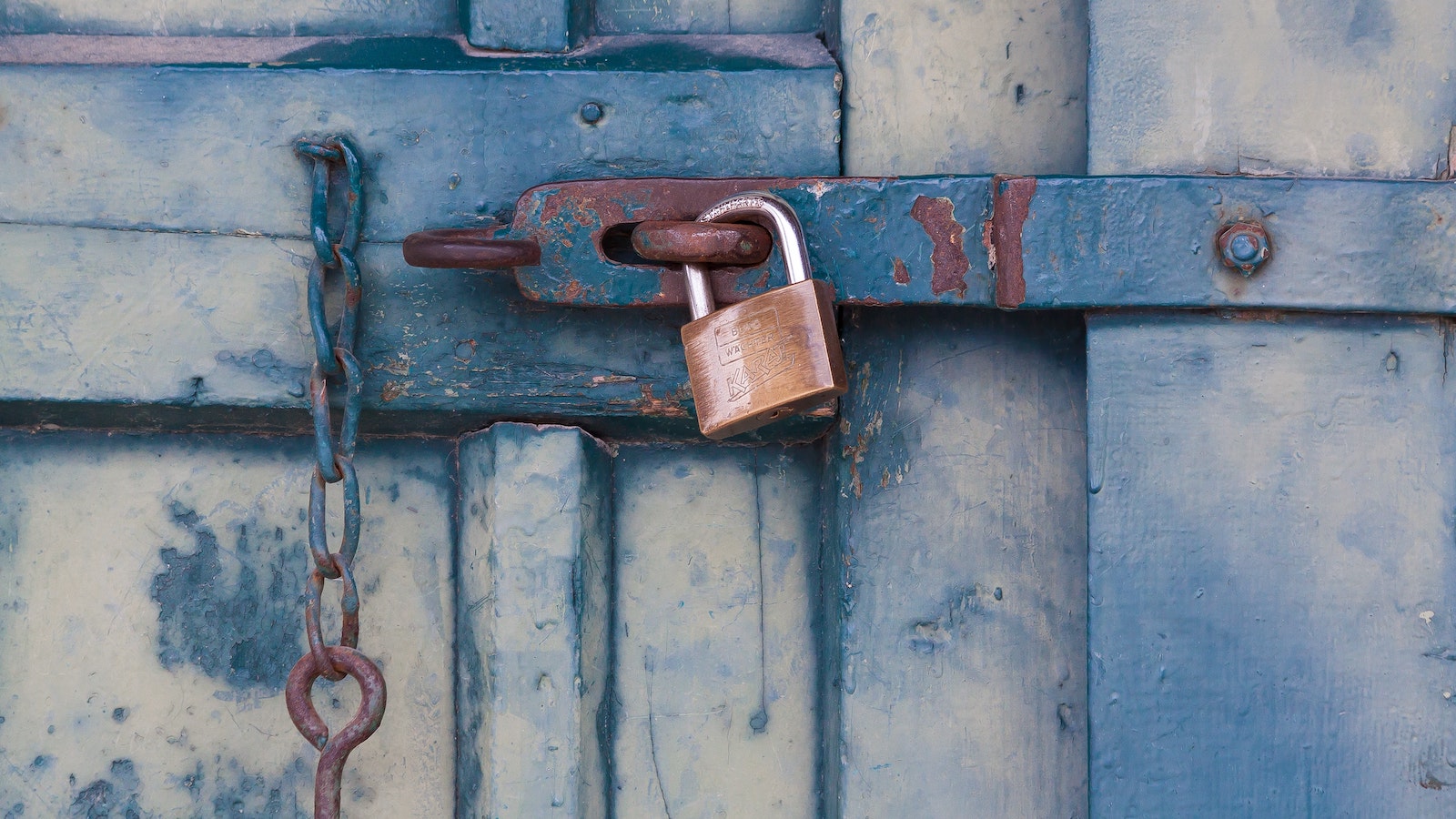 Lock on a blue door