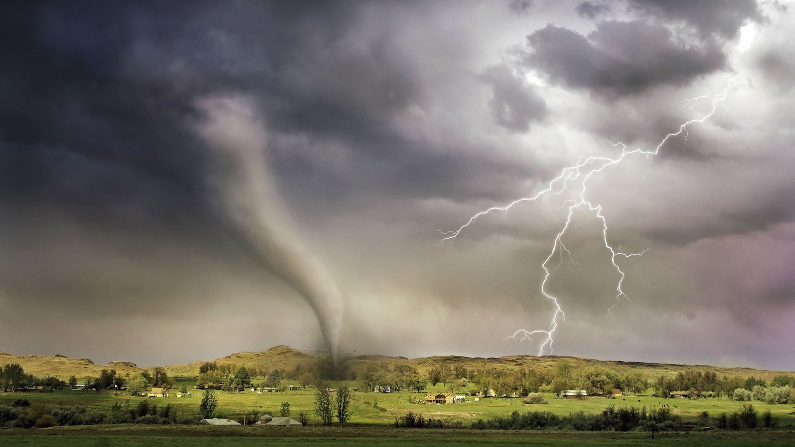 Tornado and lightning storm