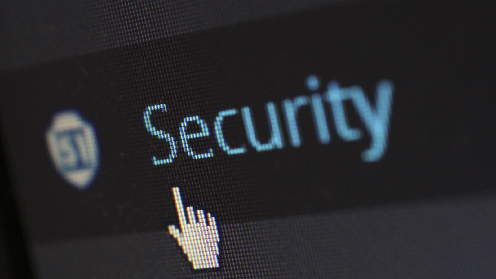 Close up of a computer screen with the word "Security."