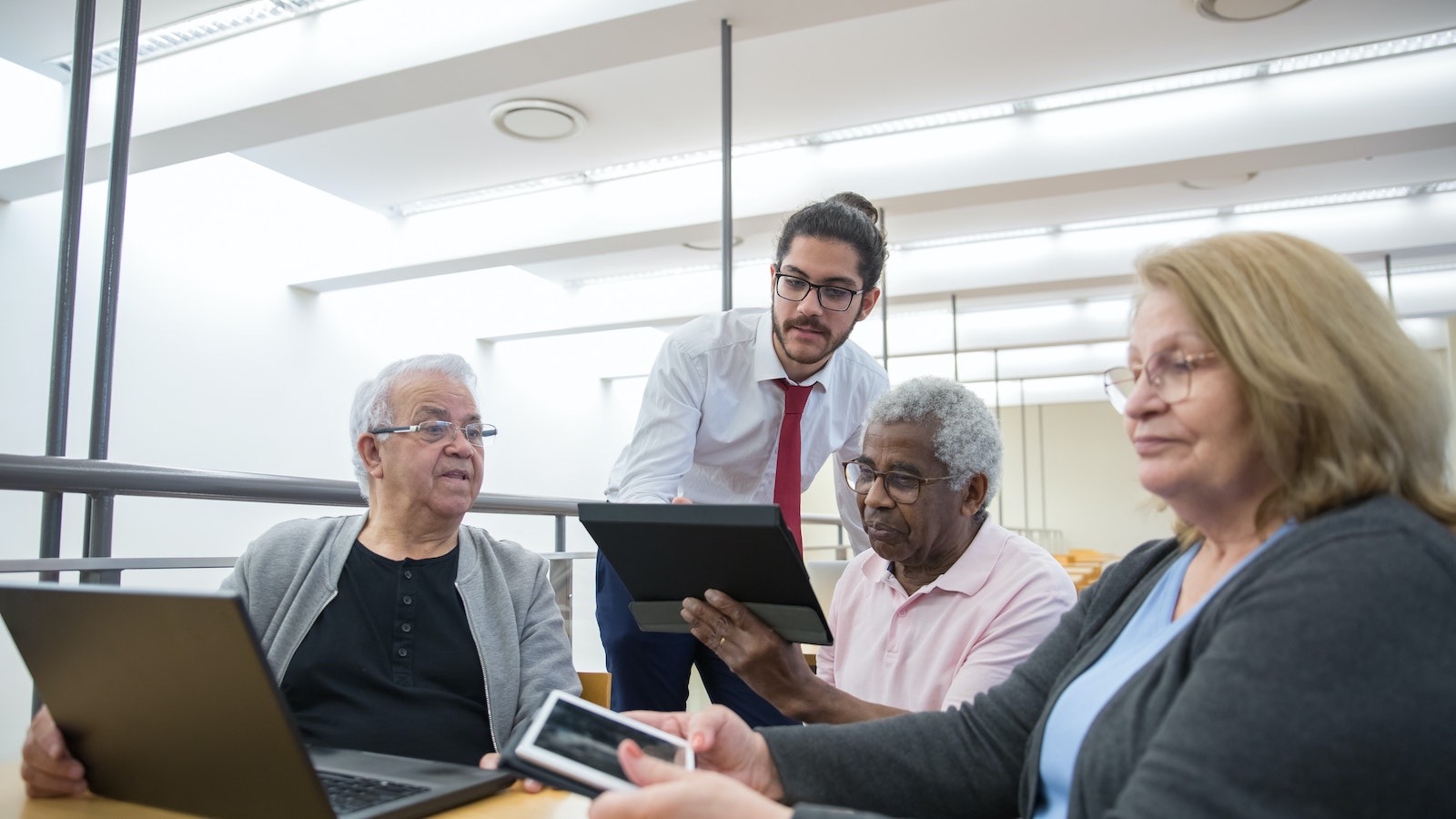 People looking at computers