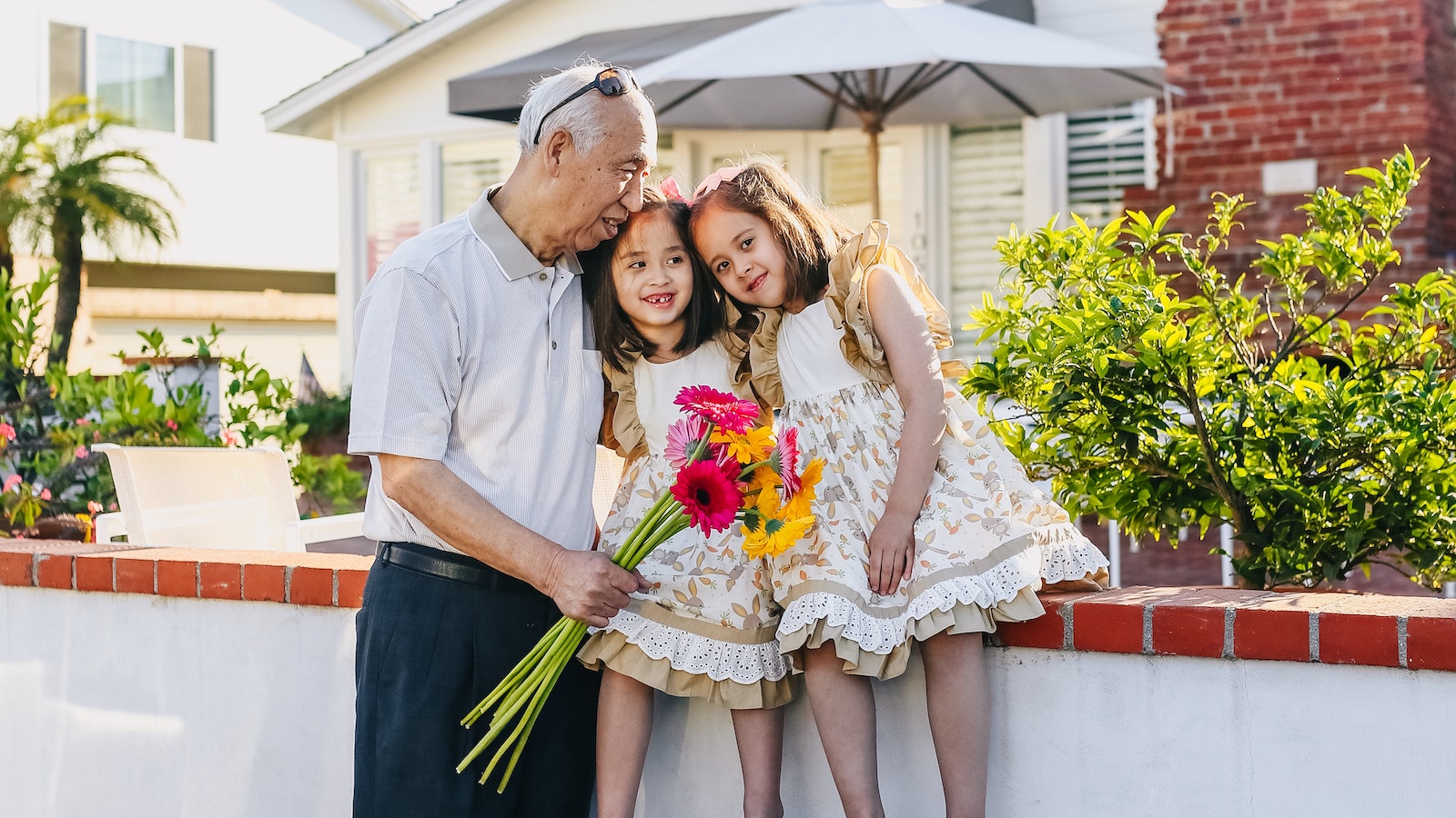 Grandparent with two young children