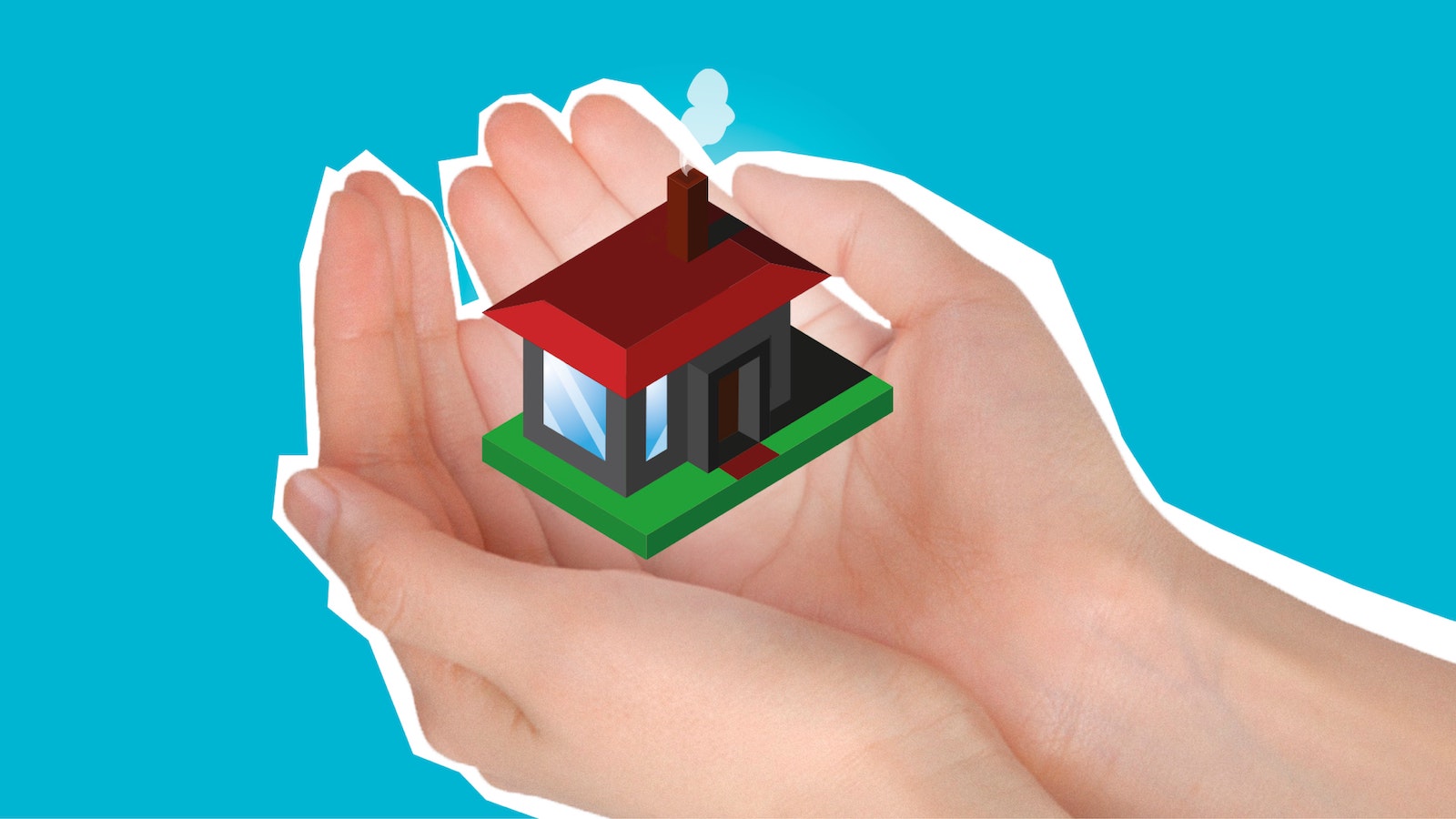 Person holding a drawing of a house in their hands