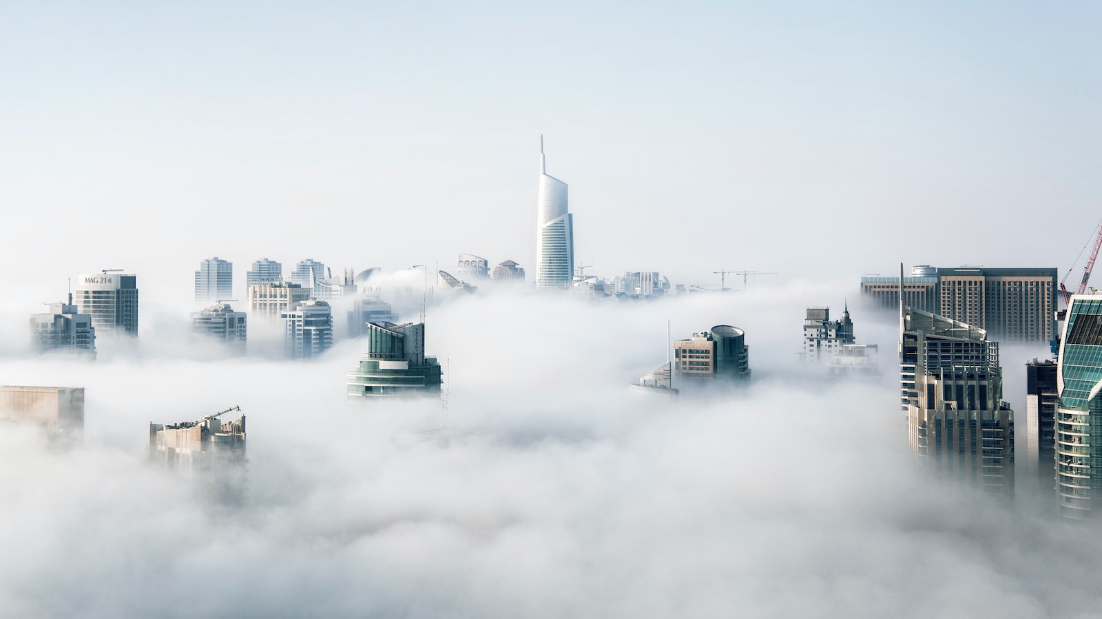 Skyscrapers poking through the clouds