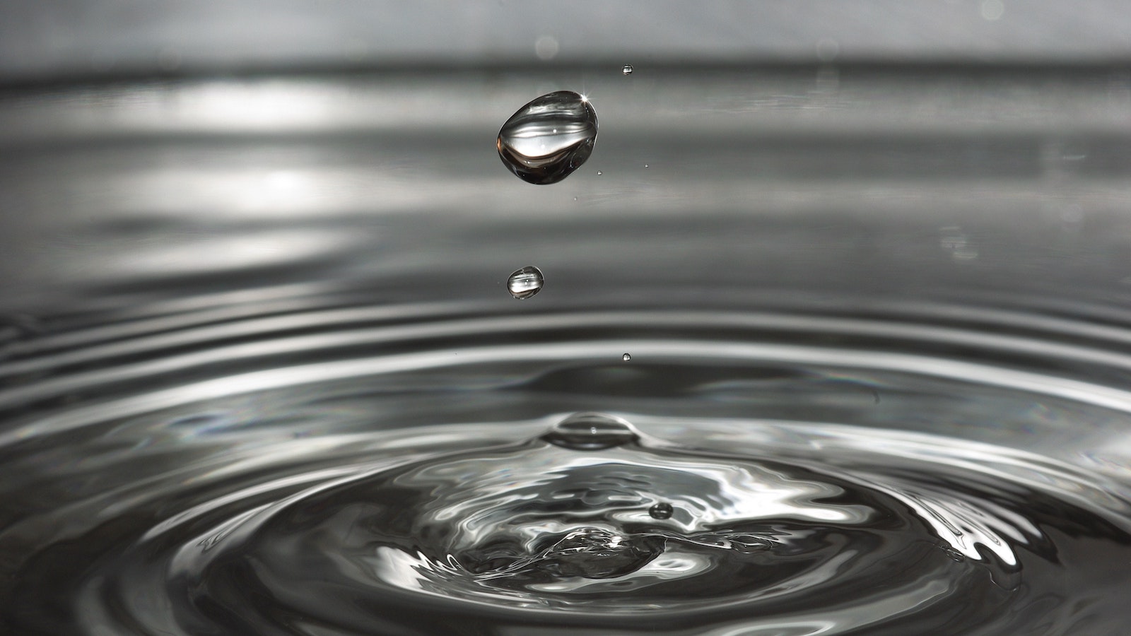 Water droplet splashing into a puddle