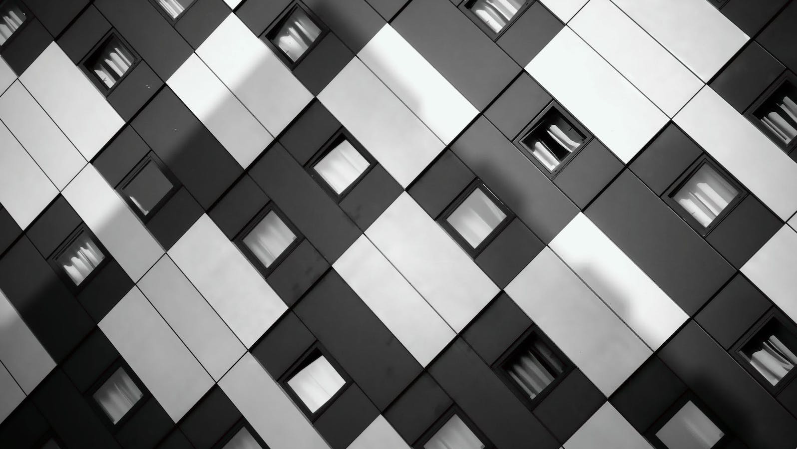 Black and white checkered building