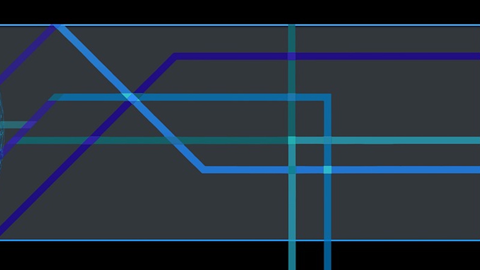 blue green and purple lines intersecting