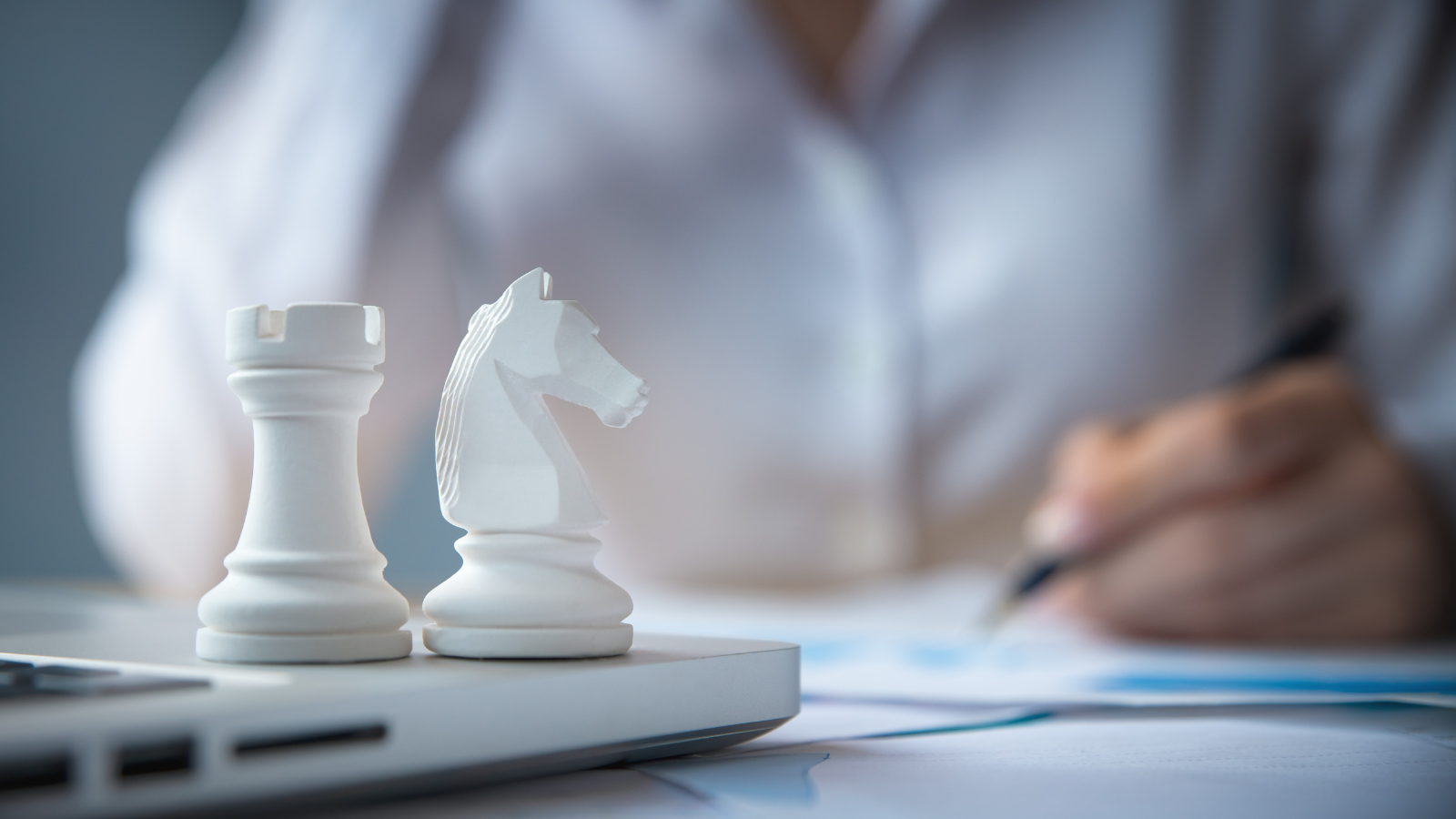 Chess Pieces on Laptop