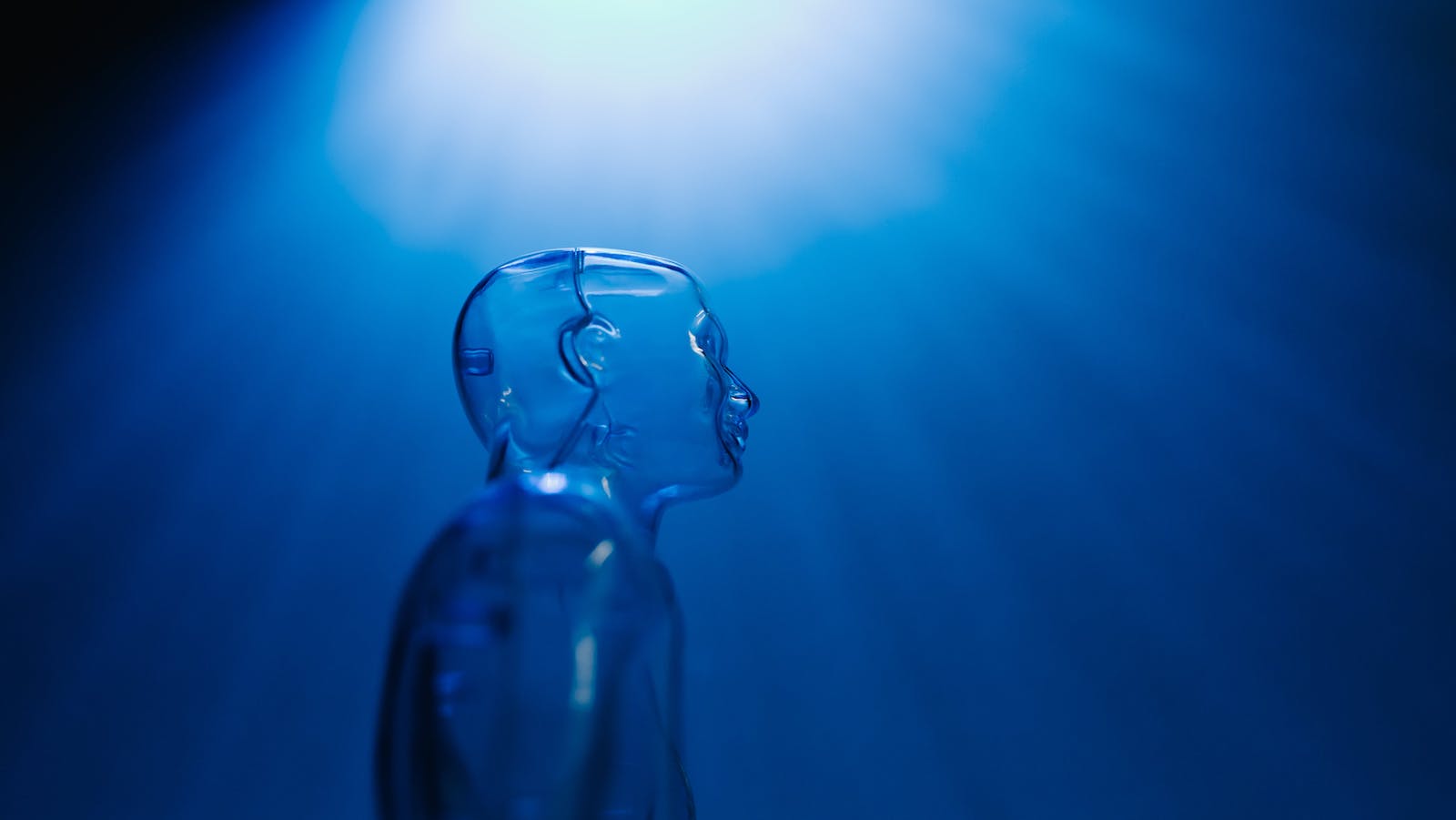 Clear Mannequin on Dark Blue Background