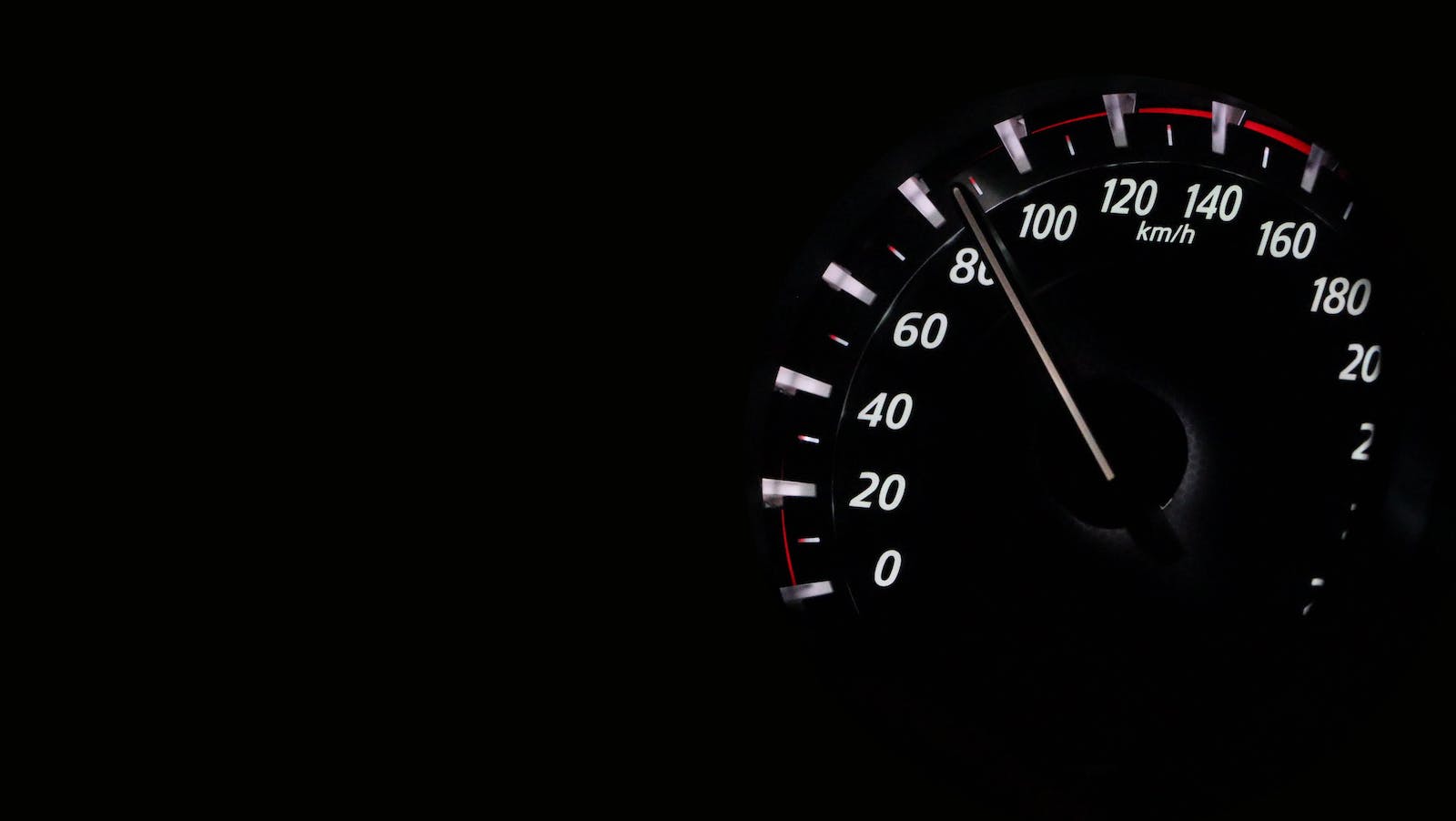 Close Up of Speedometer Against Black Background