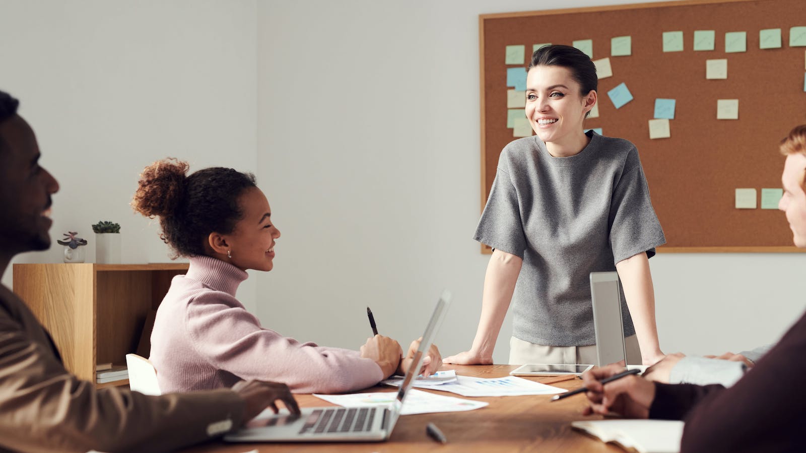 Smiling people in an office setting