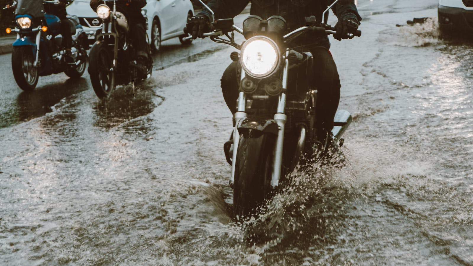 Motorbikes in a flood