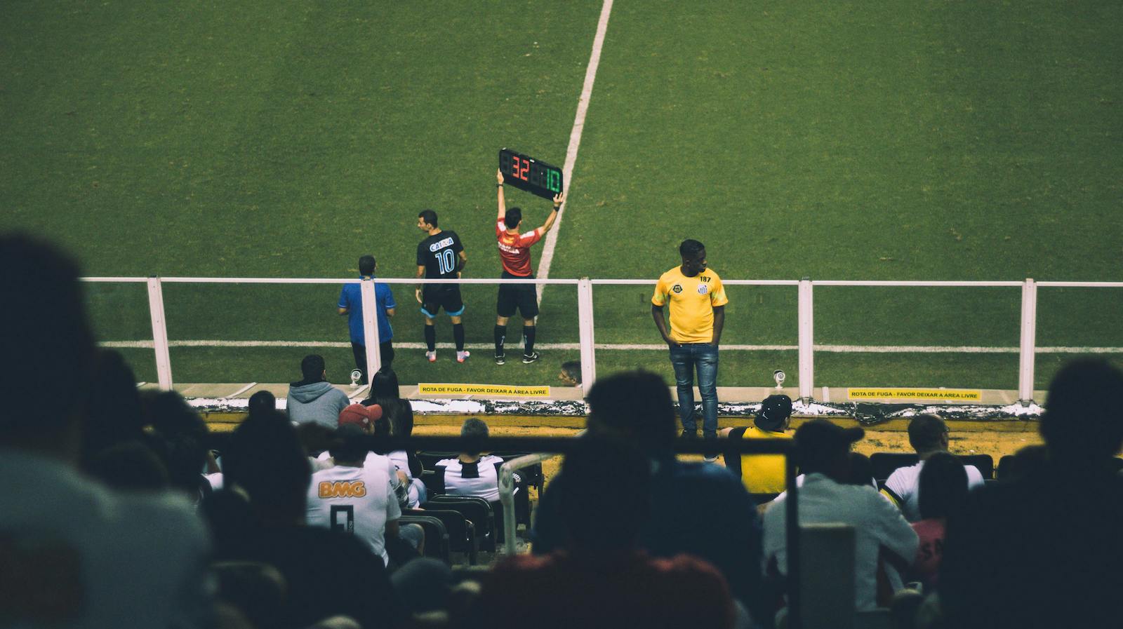 Player about to sub into a professional soccer game
