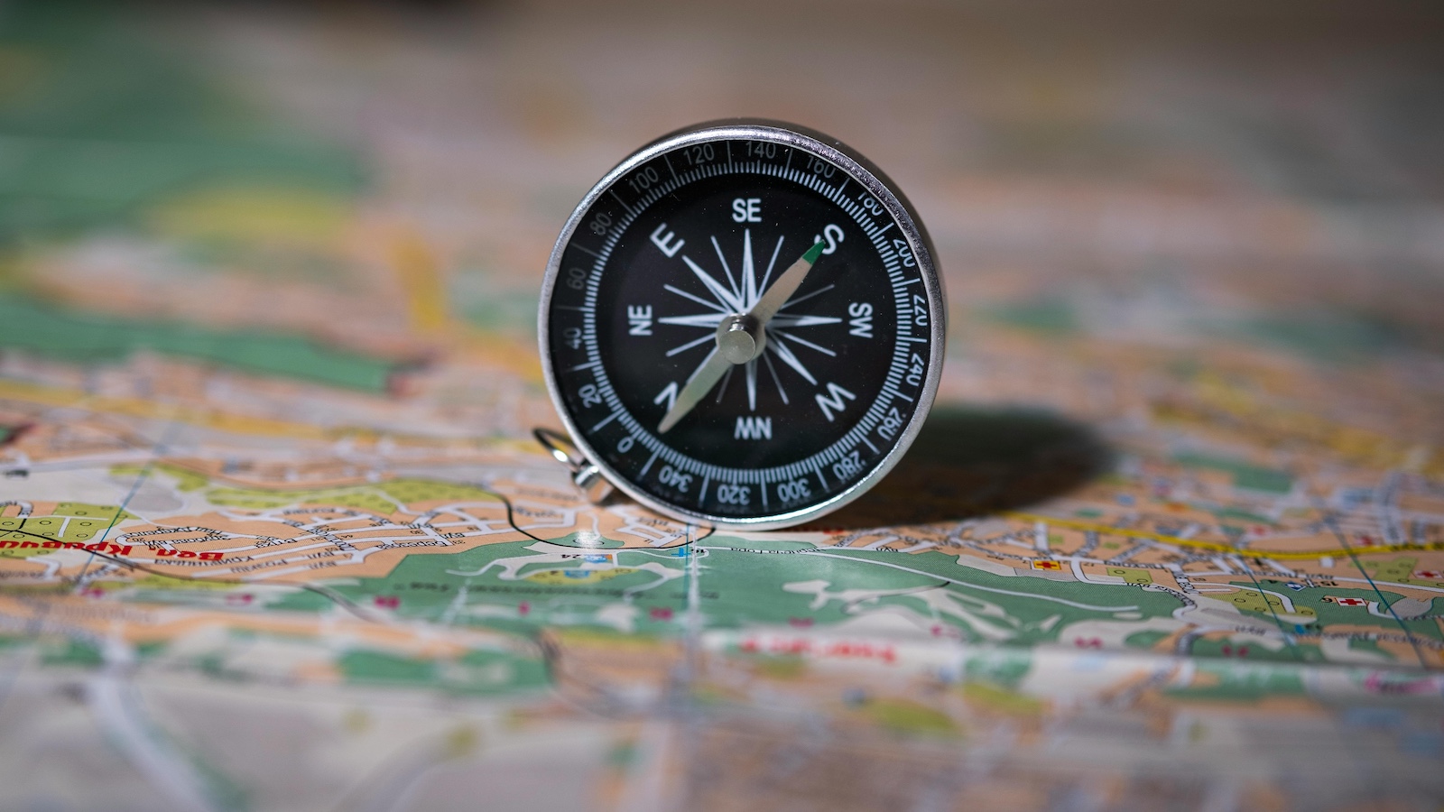 Compass on a map