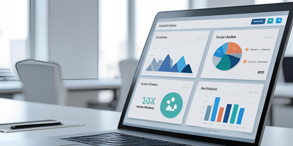 laptop screen with graphs on it