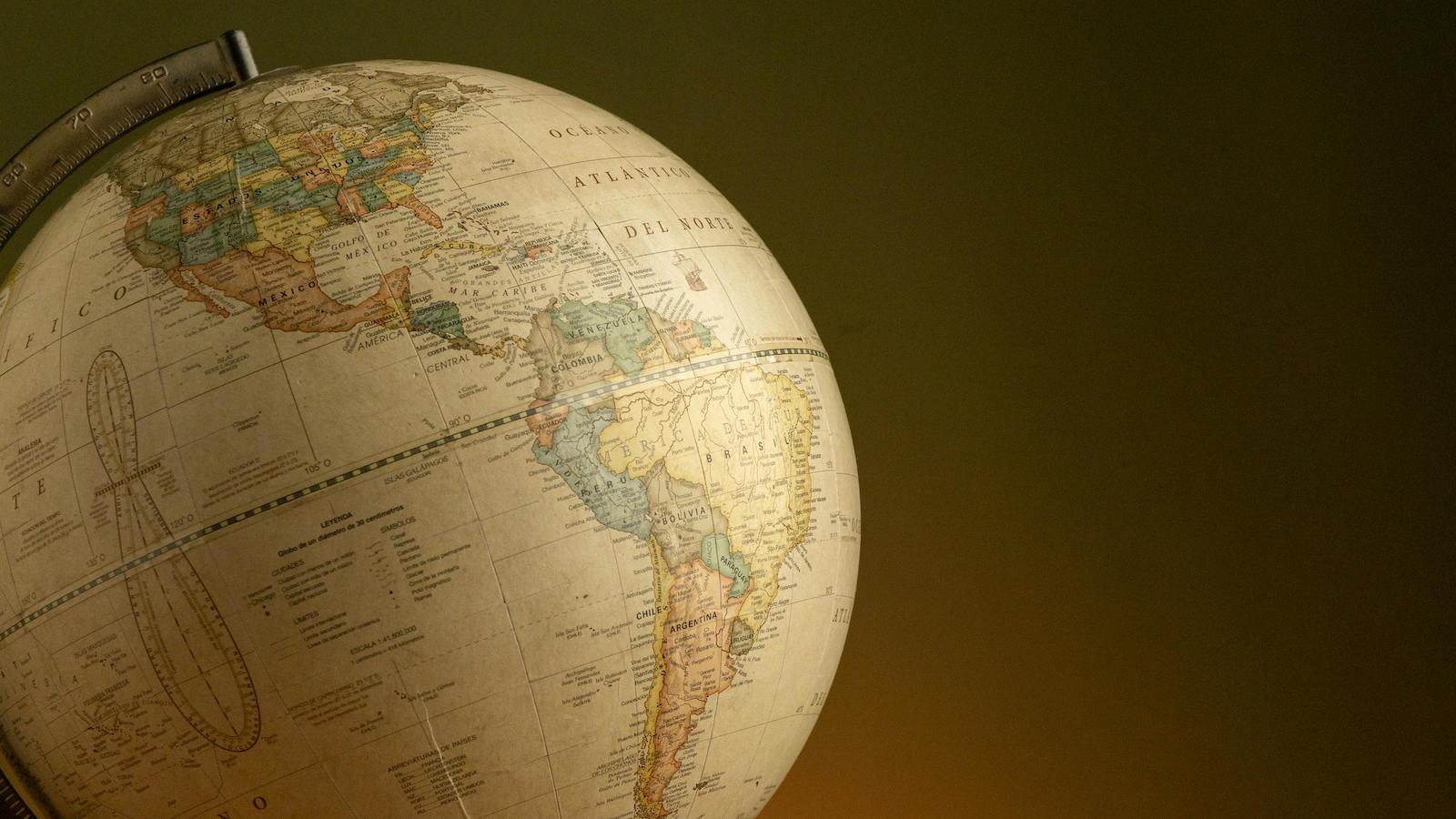 Vintage Globe with Map of Americas in Warm Lighting