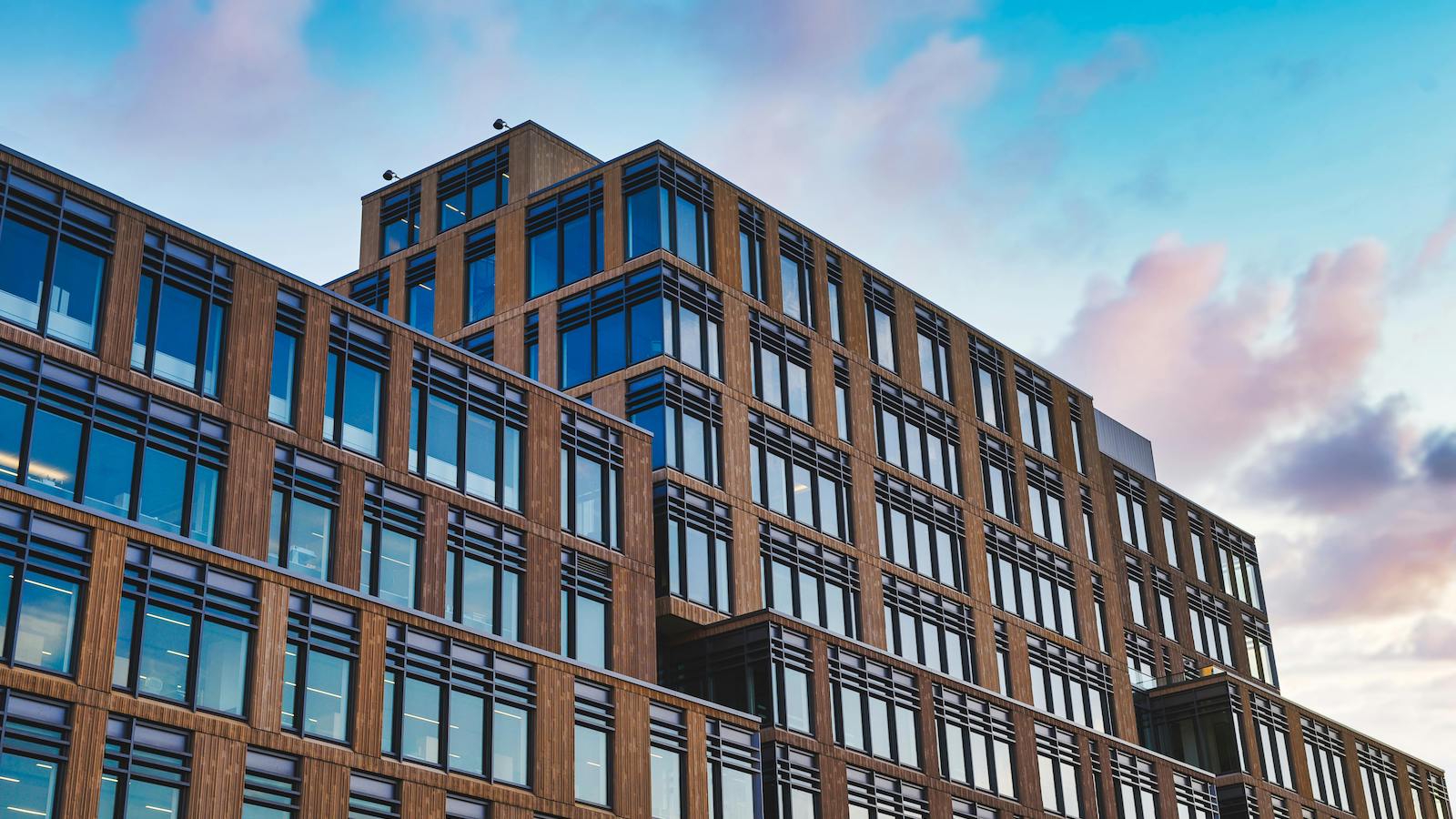 Contemporary building facade in geometrical style