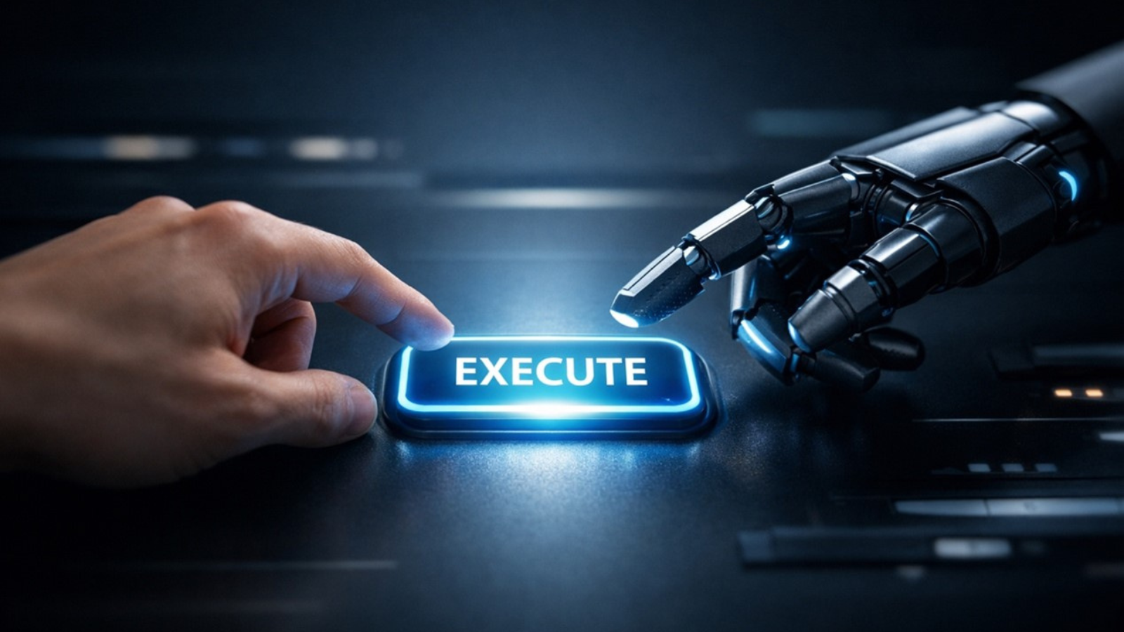Futuristic Human Hand with Robot Hand