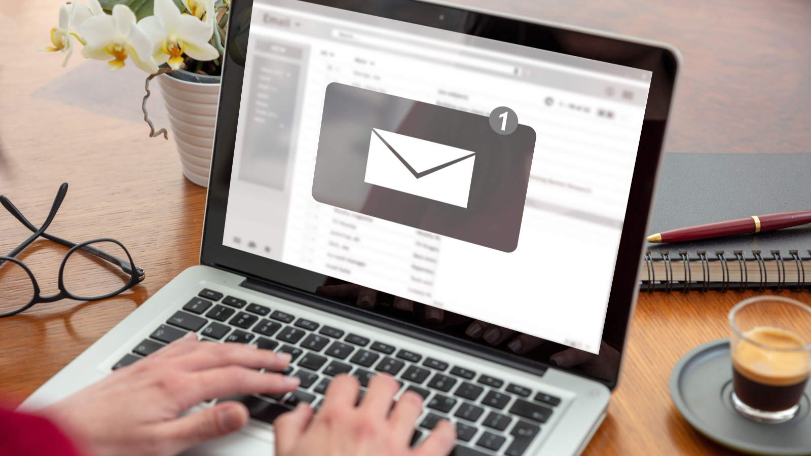 Laptop with Email on Screen