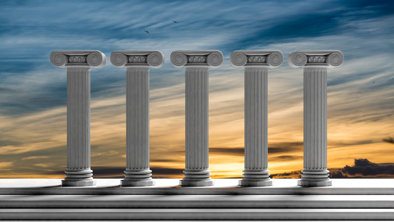 5 large pillars