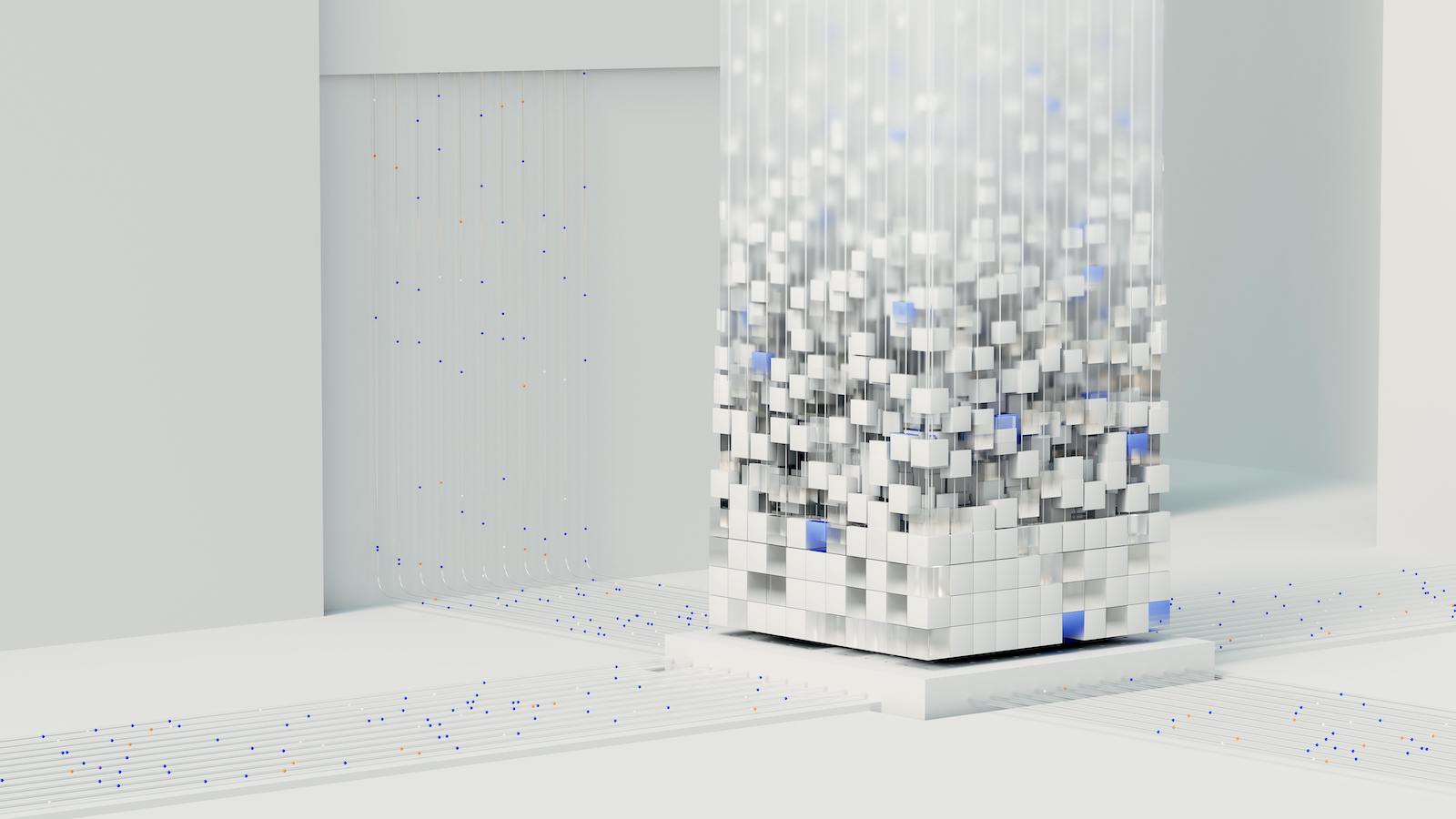 Abstract 3D render visualizing artificial intelligence and neural networks in digital form