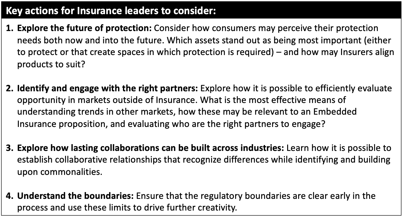 Chart showing key actions for insurance leaders to consider