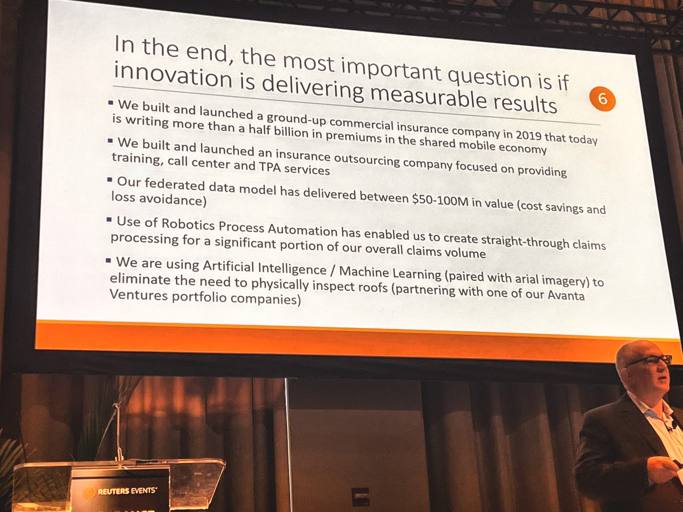 Powerpoint slide from an insurance conference about innovation