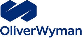 oliver wyman logo with blue font and a white background