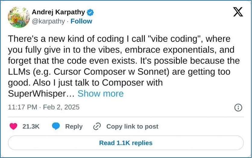 Andrej Karpathy's post on X