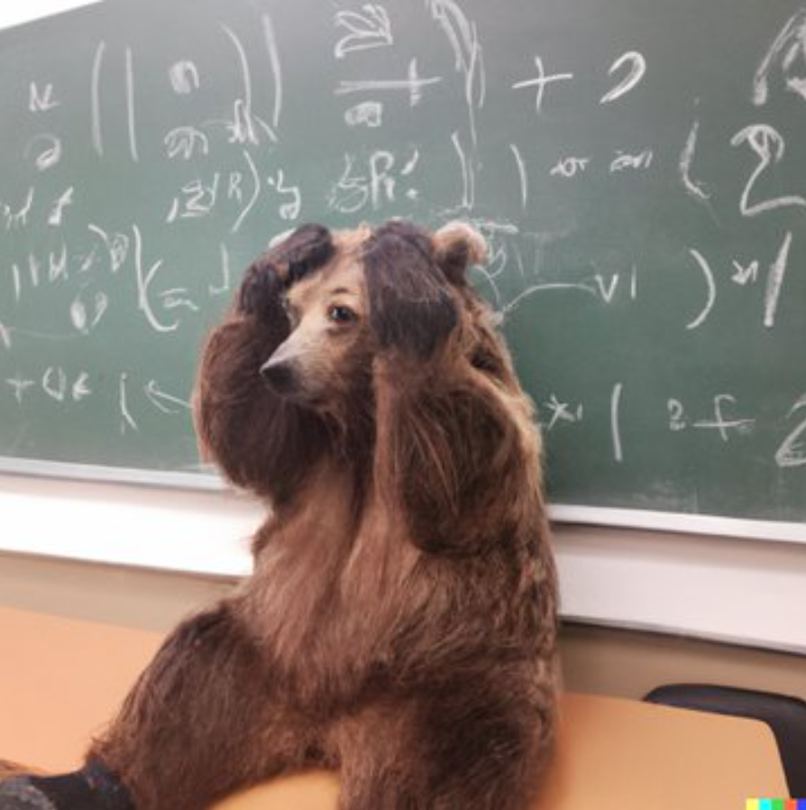 Photo of a grizzly bear confused in calculus class