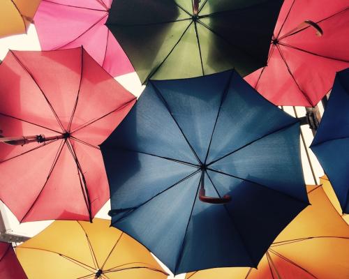 Colorful shot of umbrellas