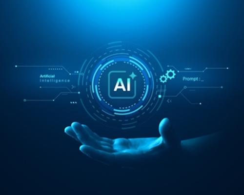 Hand under Application Logo with text "AI"