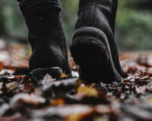 Person Wearing Boots Standing on Dry Leaves