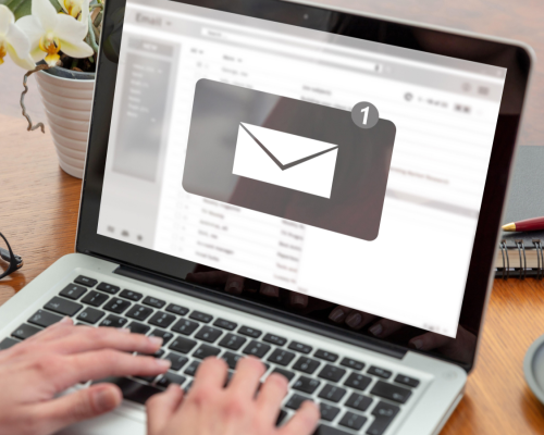 Laptop with Email on Screen