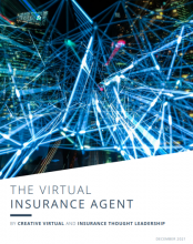 A screenshot of the cover page for the white paper reads "the virtual insurance agent by Creative Virtual and Insurance Thought Leadership" 