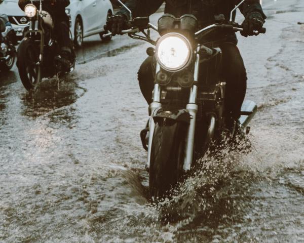 Motorbikes in a flood