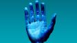 Robotic hand on a blue background