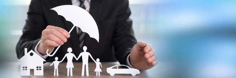 a graphic representing home, life, auto and umbrella insurance 