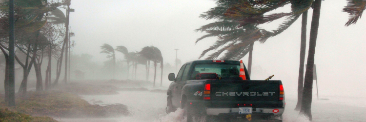 Truck in hurricane