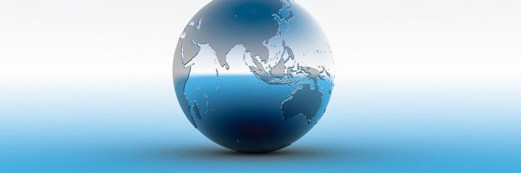 A picture of a globe on a blue background