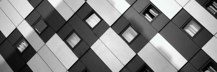 Black and white checkered building