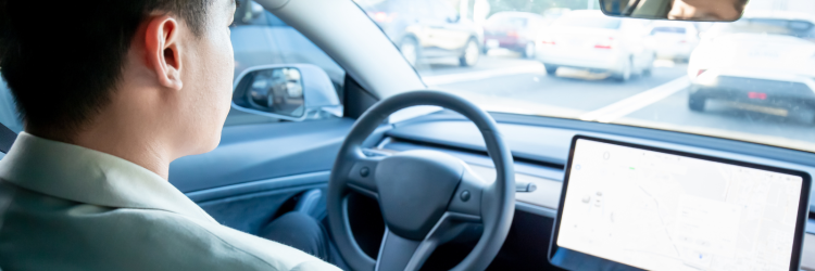 Man in Self Driving Car