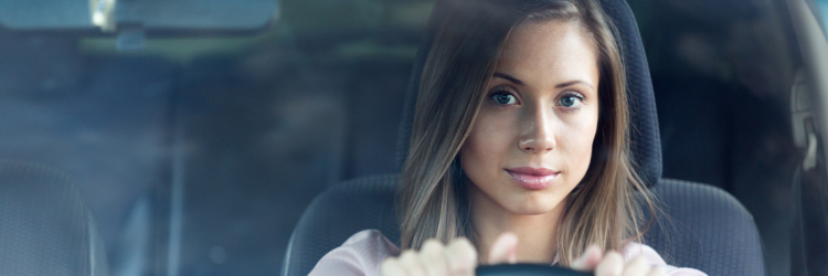 woman driving car