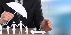 a graphic representing home, life, auto and umbrella insurance 