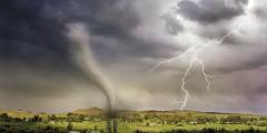 Tornado and lightning storm