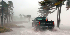 Truck in hurricane