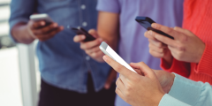 Group using phones