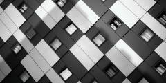 Black and white checkered building